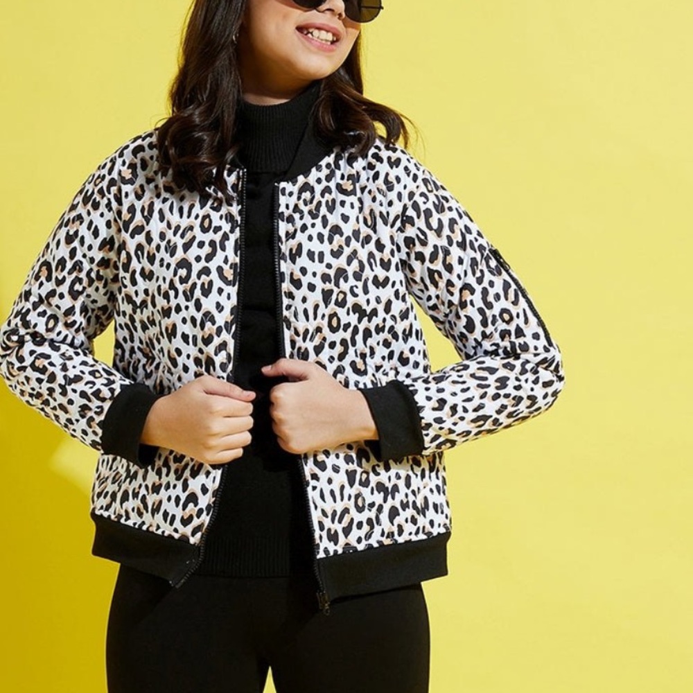 Vero Moda Black and Yellow Leopard Print Bomber Jacket